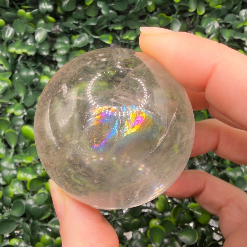 Incredible Clear Quartz Sphere w/ Huge Rainbow 55mm - Picture 3 of 9